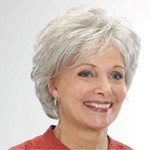 Emmor Short Pixie Silver Grey Human Hair Wig color #101